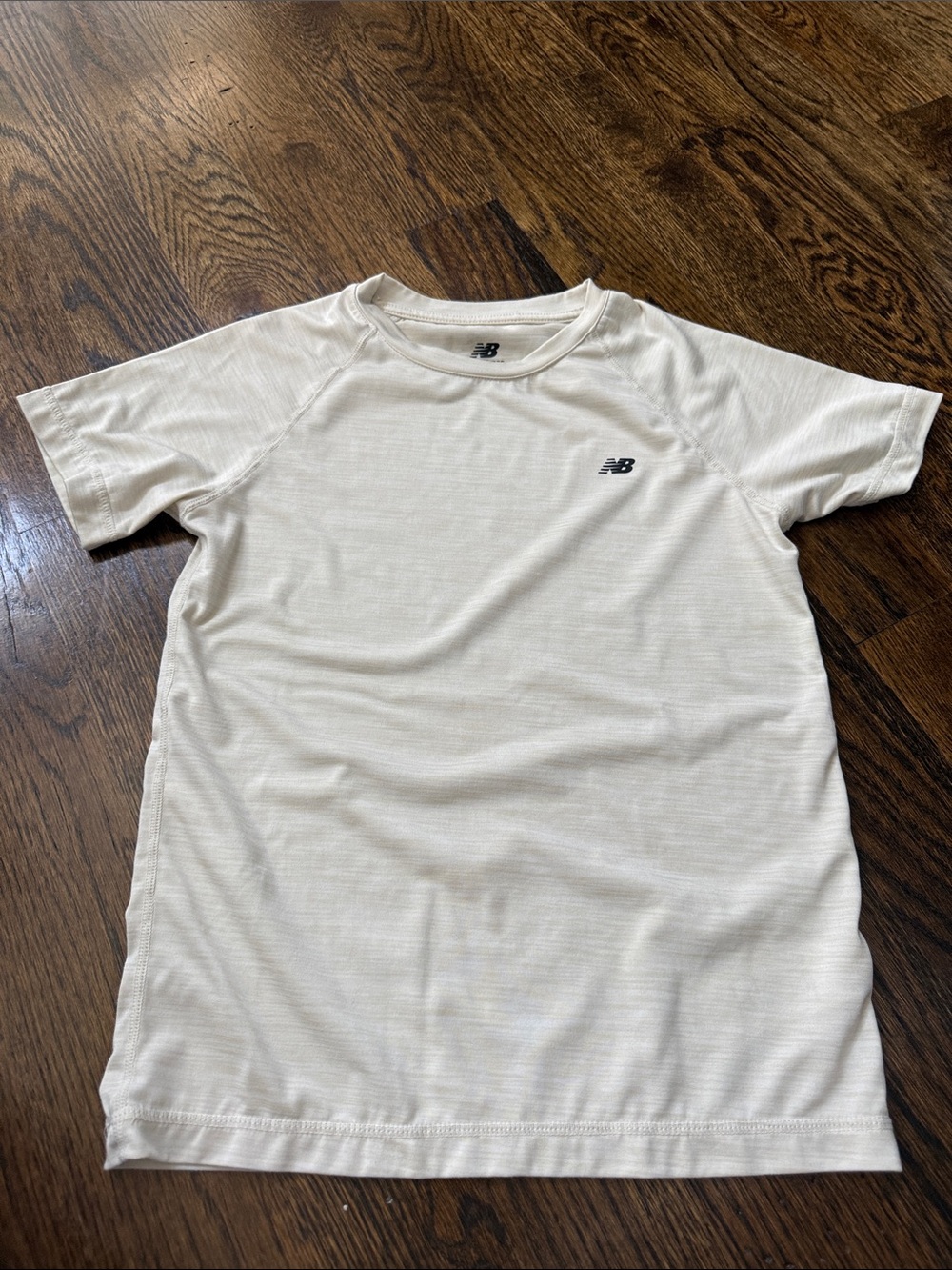 New Balance Men’s Cream Short Sleeve Athletic Tee with Small Logo